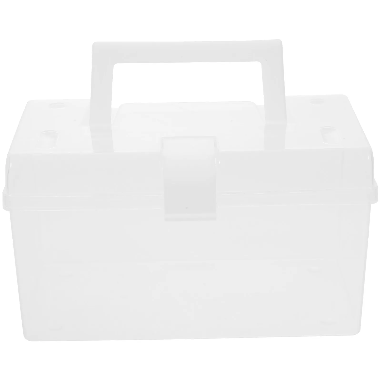 

Transparent Portable Medicine Container Sturdy Plastic First-Aid Box with Ergonomic Handle Secure Buckle Closure for Medication