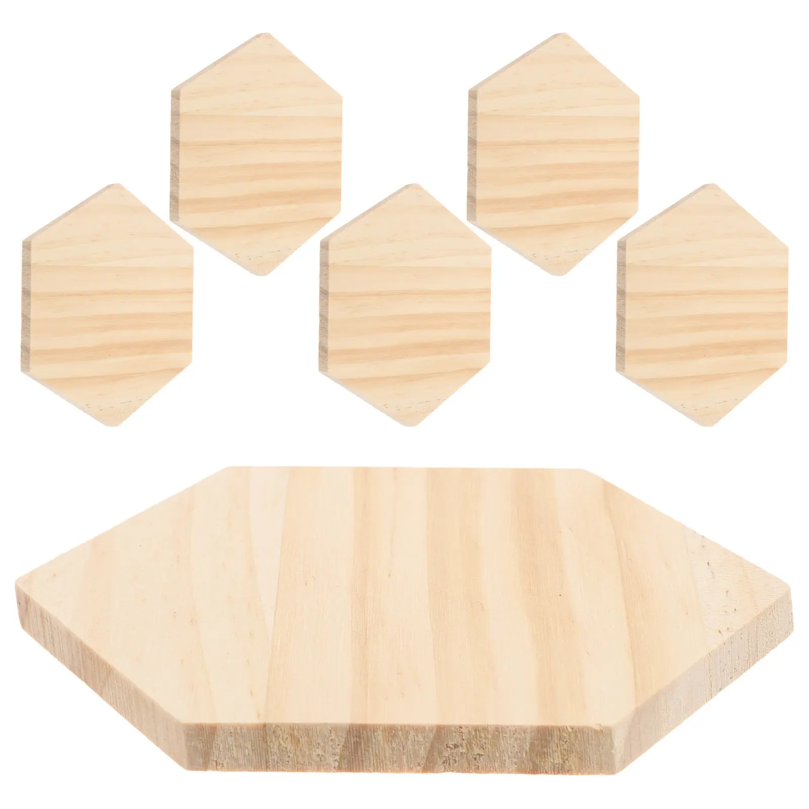 6Pcs Hexagon Wood Coasters Unfinished DIY Painting Crafts Engraving Wood Cup Pads for Coffee Table Cup Pads DIY Accessory