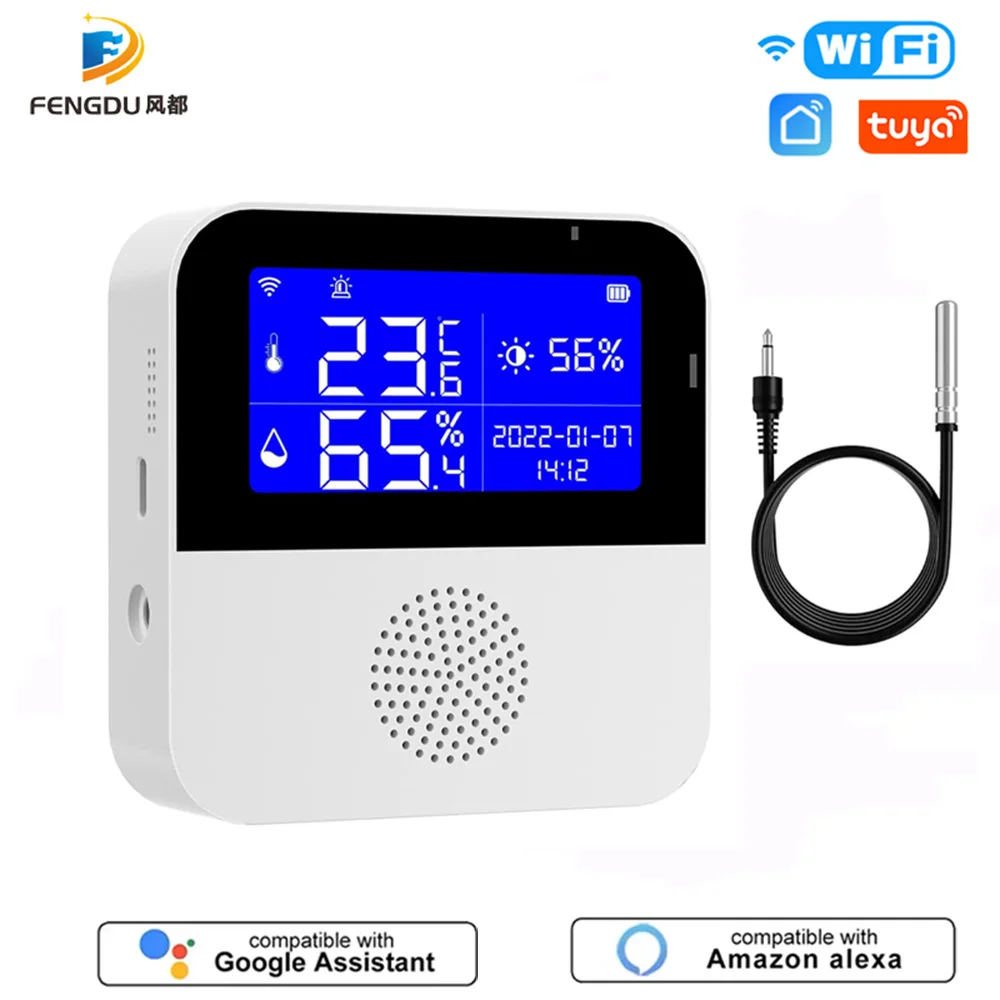 

WIFI Temperature Humidity Sensor LCD Smart Display Hygrometer Thermometer Detector For Alexa Google Assistant