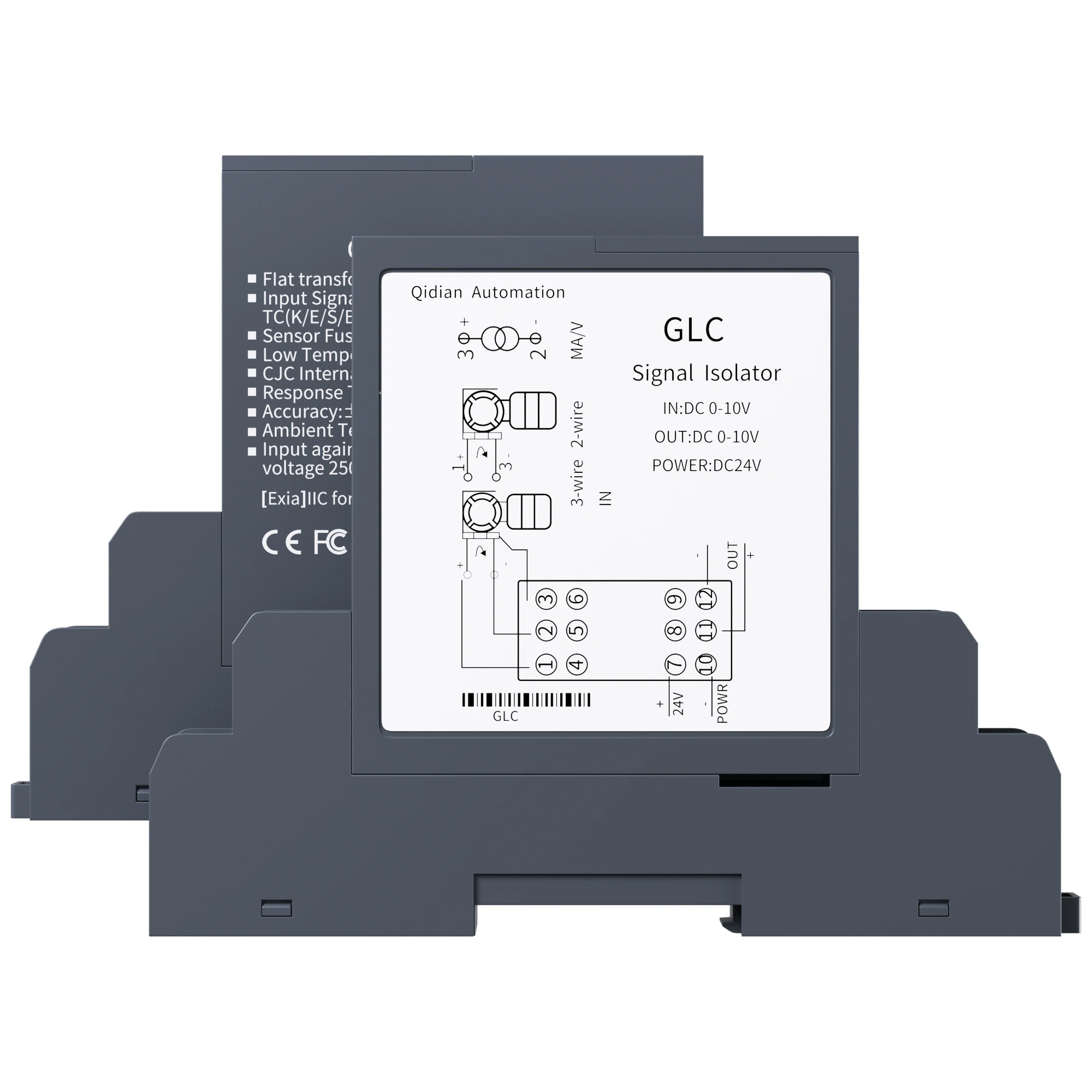 

Hot Swap Galvanic Signal Converter DC 24V Signal Generator 1 In 1 Out High Linearity 4-20mA 0-10V Analog Signal Isolator