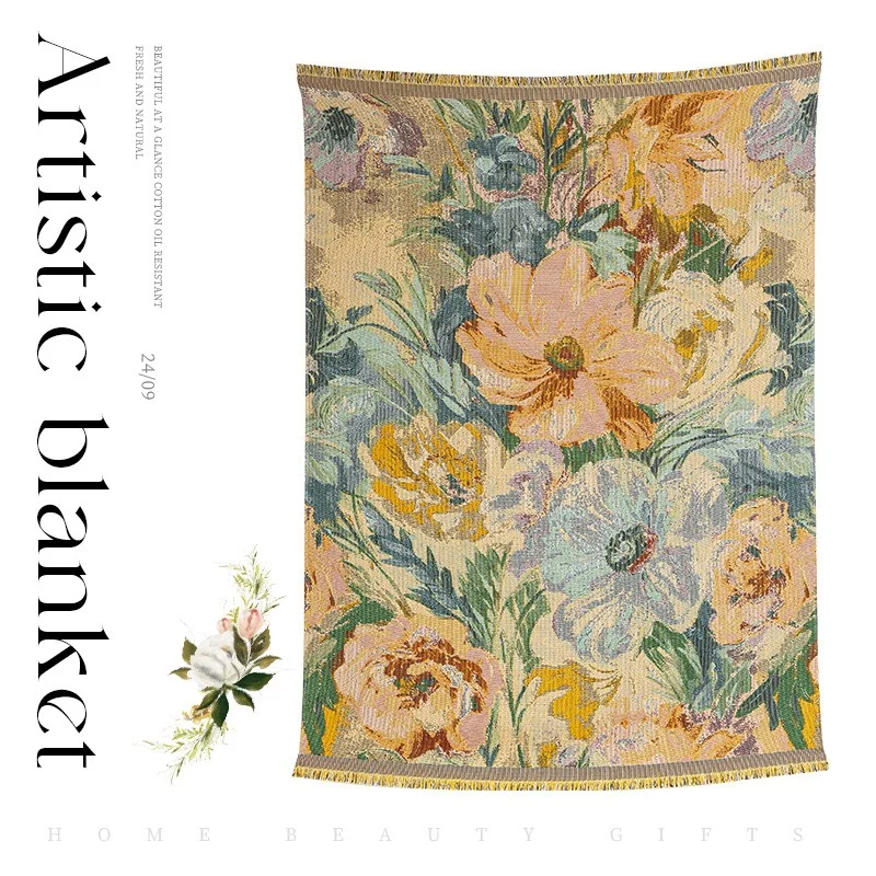 Luxury Retro Sofa Cover Dustproof Sofa Blanket Four Seasons Universal Camping Blankets Woven Couch Cover Living Room Home Decor