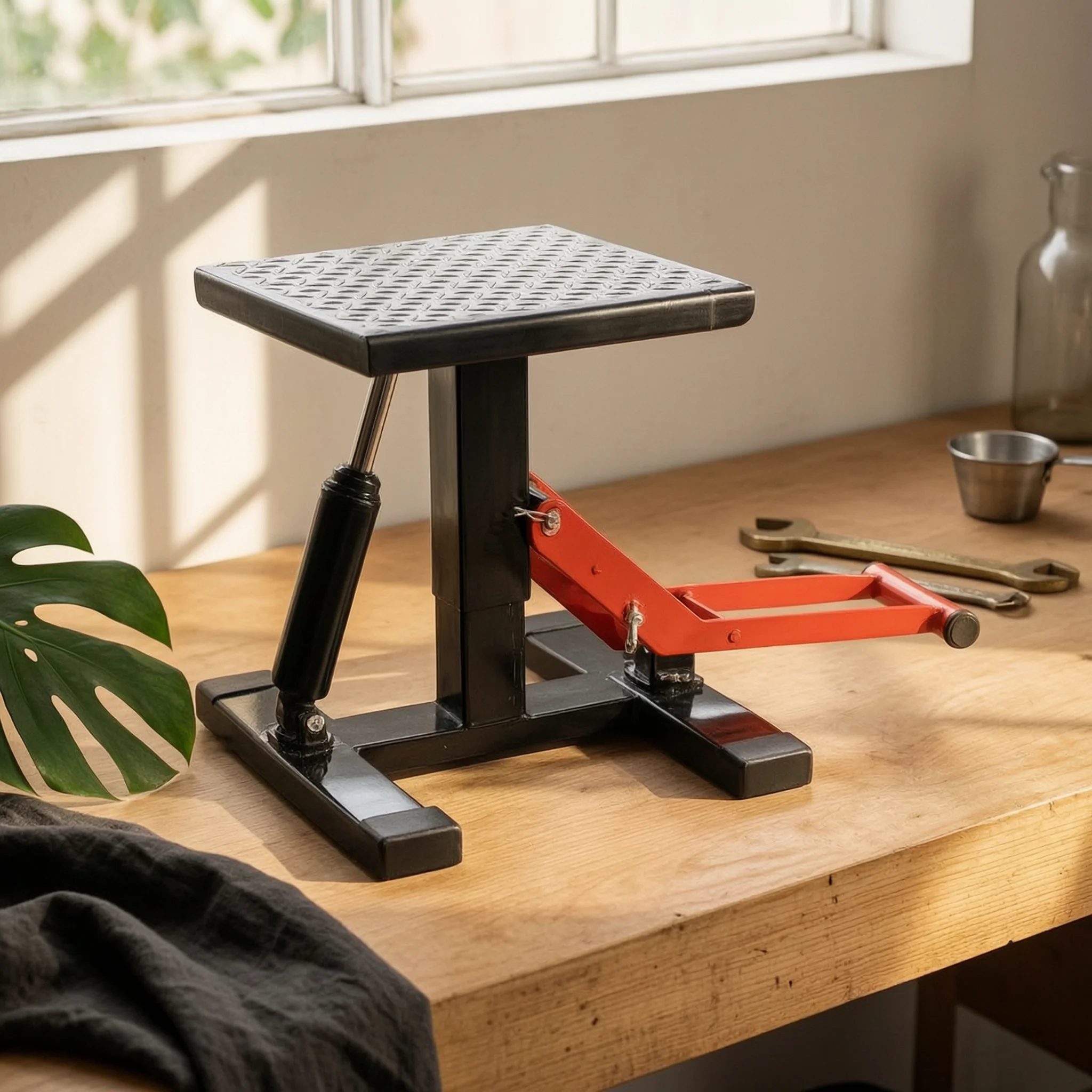 Hydraulic Motorcycle Repair Stand Rectangular Base Motorcycle Lift Stand Vehicle Tool Metal