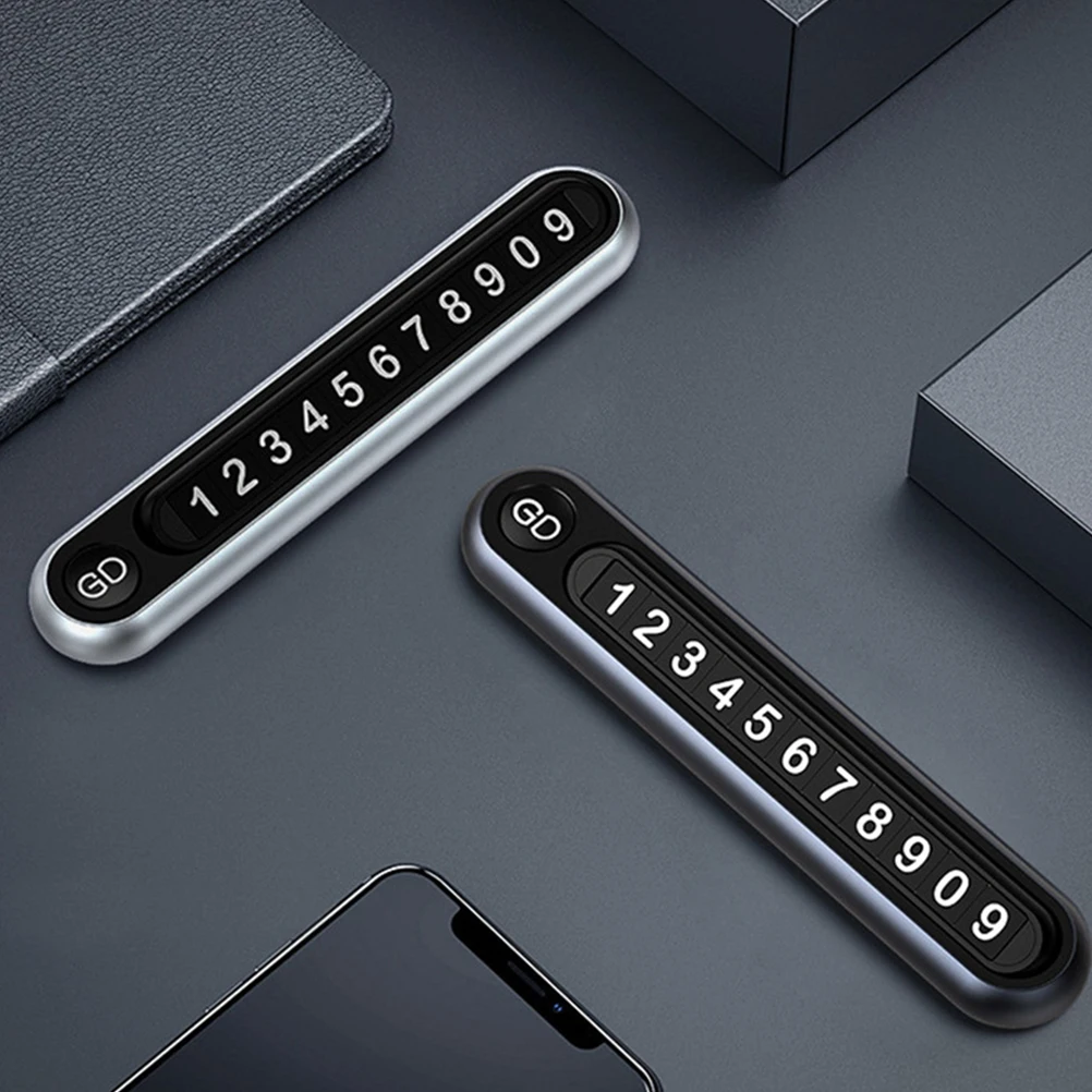 

Luminous Car Phone Number Alloy Temporary 3D Magnetic Night Visible Alloy Parking Phone Number Card Parking Card Sticker