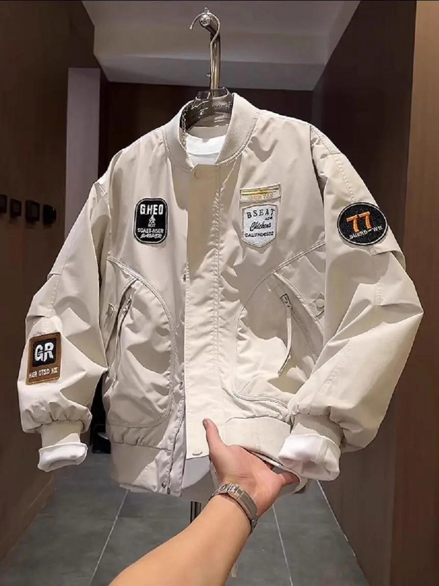 

American Sle Men's Workwear Jaet Spring Autumn New Sle Embroidered Label Baseball Outfit Loose Fit Long Sve Casual