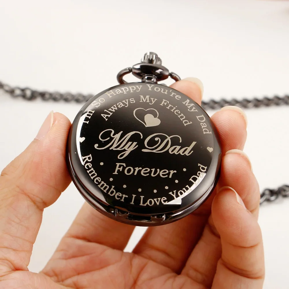 Classic Quartz Pocket Watch Vintage Round High Quality Steel Necklace Gift for dad