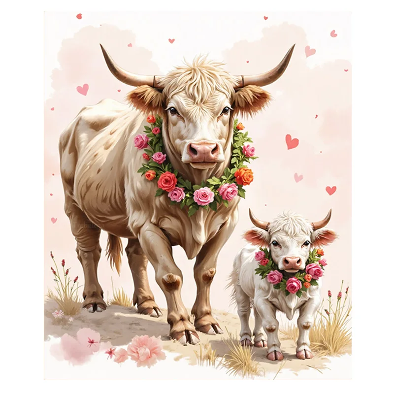 قطعة واحدة من بطانية الفانيلا البقرة الساحرة والعجل مع بطانية إكليل الأزهار - ديكور مريح على طراز المزرعة #2