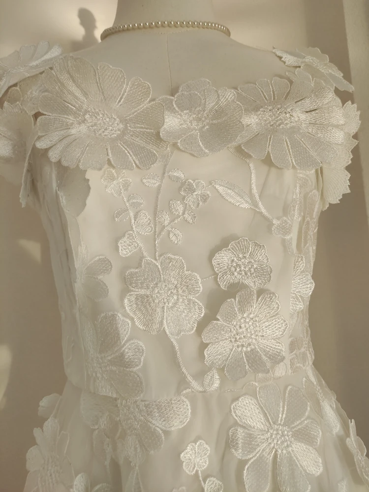 Luxury Embroidery Floral Evening Dresses Women Summer Elegant 3D Flower Straps Sundress White Party Wedding Dress Bridesmaid