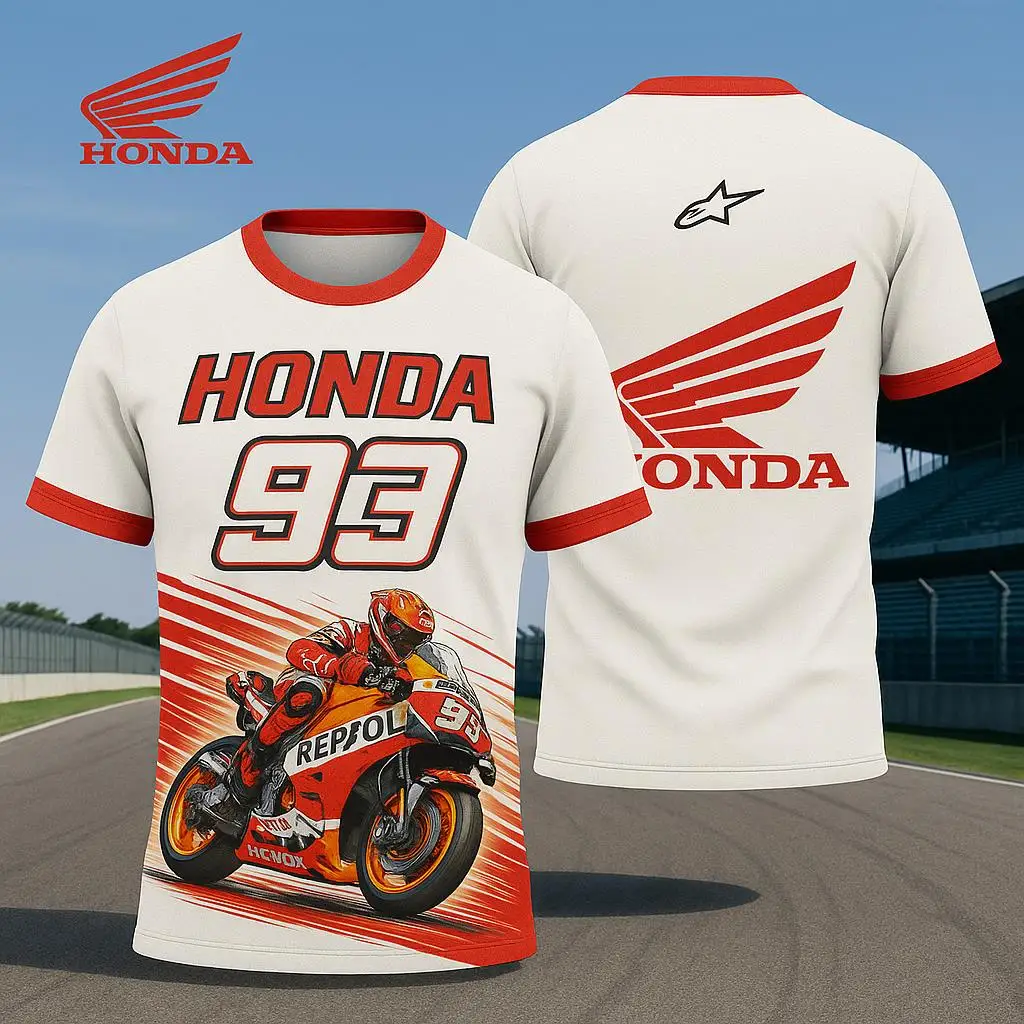 

Мужская гоночная футболка Honda Motorcycle, легкий быстросохнущий трикотажный топ с короткими рукавами, дышащая удобная летняя спортивная одежда