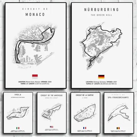 F1 Imola Monaco Banbana Canvastavla Formel 1 Väggkonst Nordisk Poster Estetisk Motorsport Race Bild för Heminredning 8 best sales bilväggkonst - №6
