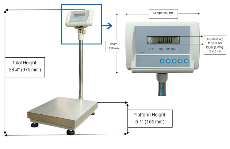Good price 60kg 100kg 150kg 200kg 300kg 1g 10g precision electronic weighing scale digital electronic balance
