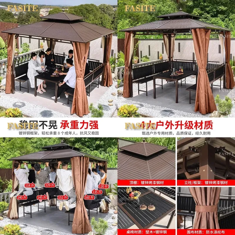 For Outdoor Aluminum Alloy Pavilion Anticorrosive Wood Courtyard Layout Villa Yard Terrace Rooftop Awning Durable