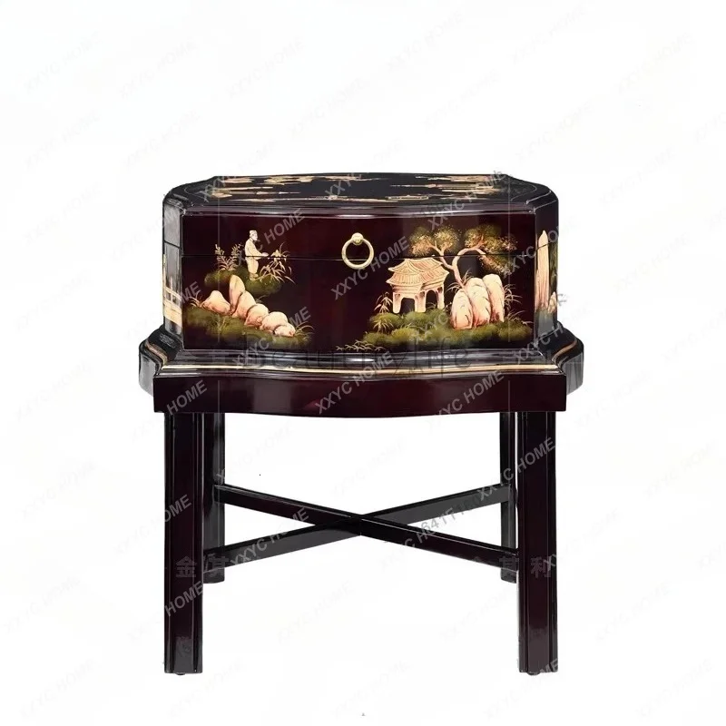 Black painted edge few European neoclassical villa mansion living room square few