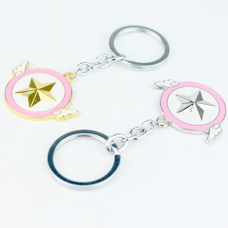 Cartoon Anime SAILOR MOON Fashion Jewelry Keychain Kawaii Pentagram Wings Metal Badges Pendant Keyring for Backpack Ornament