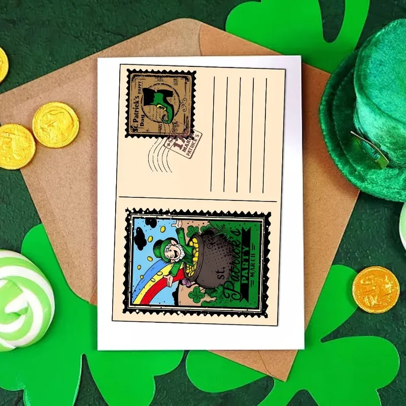 ورقة طوابع بلاستيكية شفافة من كلوريد البولي فينيل ، ورقة طوابع مطاطية للبريد ، ختم شفاف لديي ، يوم القديس باتريك ، ورقة واحدة #3