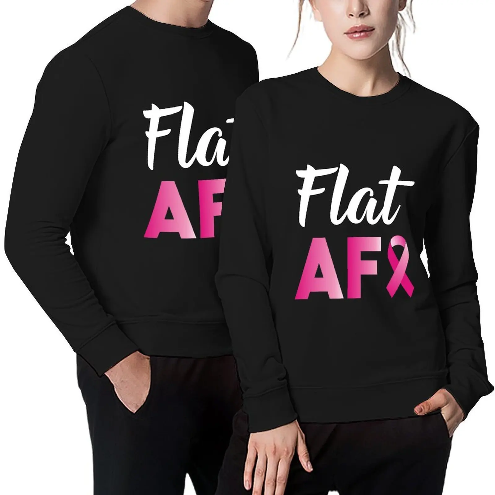 

Flat AF Mastectomy Breast Cancer Survivor Pullover mens clothing men's winter sweater tracksuit men clothes sweatshirt for men