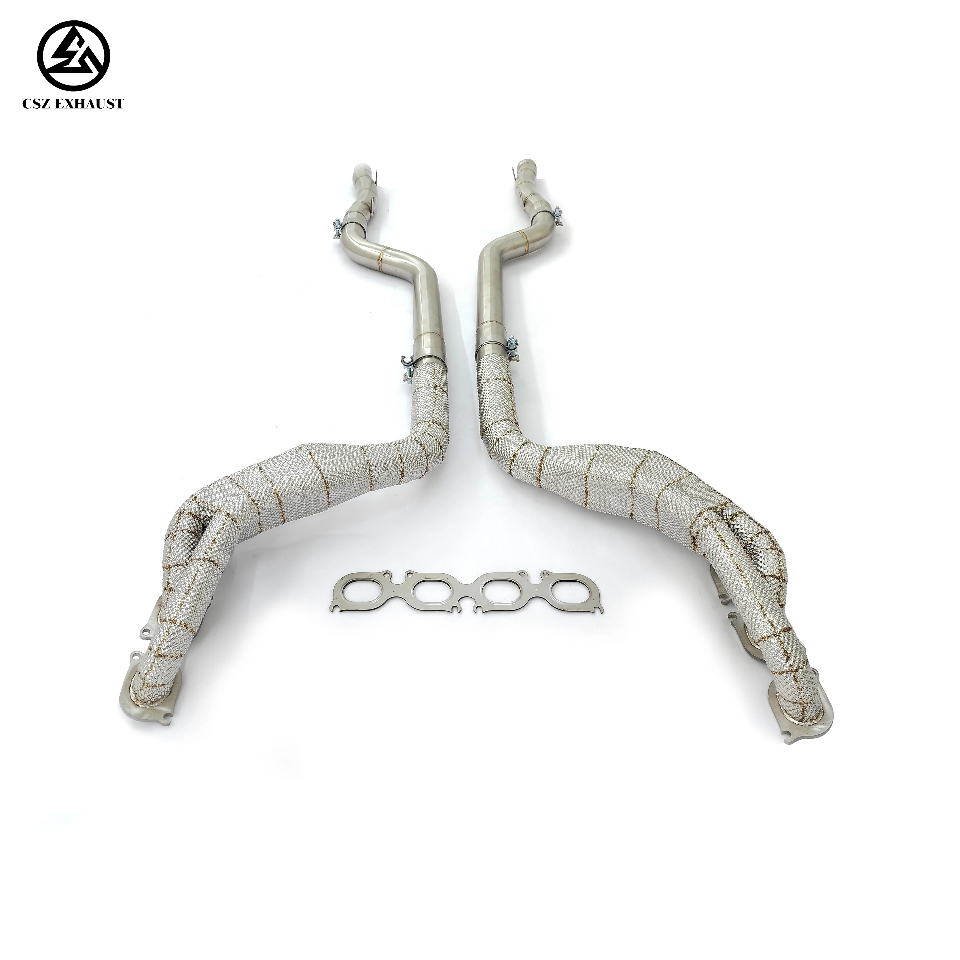 CSZ In-Stock Exhaust Manifolds for C63 W204 6.2L V8 Long Tube Headers in 304 Stainless Steel