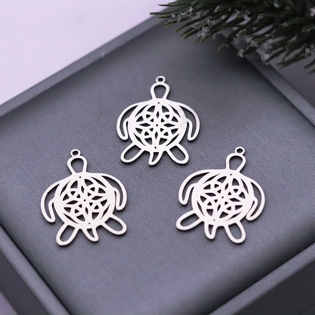 3pcs Turtle Stainless Steel Charms For Jewelry Making Sea Animal Tortoise Necklace Earrings Bracelet DIY Pendant Supply