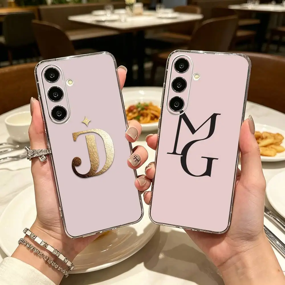 Simple Initials Logo Design Clear Phone Case for Samsung A71, A70, A52, A51, A40, A30, A20