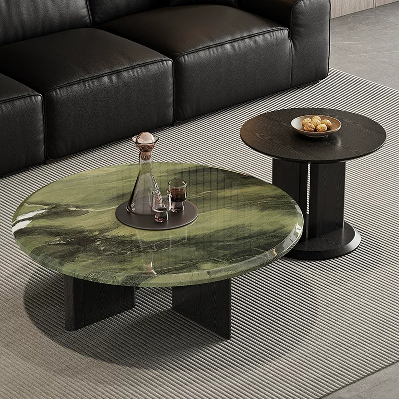 Double Japandi Coffee Table Black Modern Luxury Decor Coffee Table Storage Nesting Meubles Maison Living Room Furniture