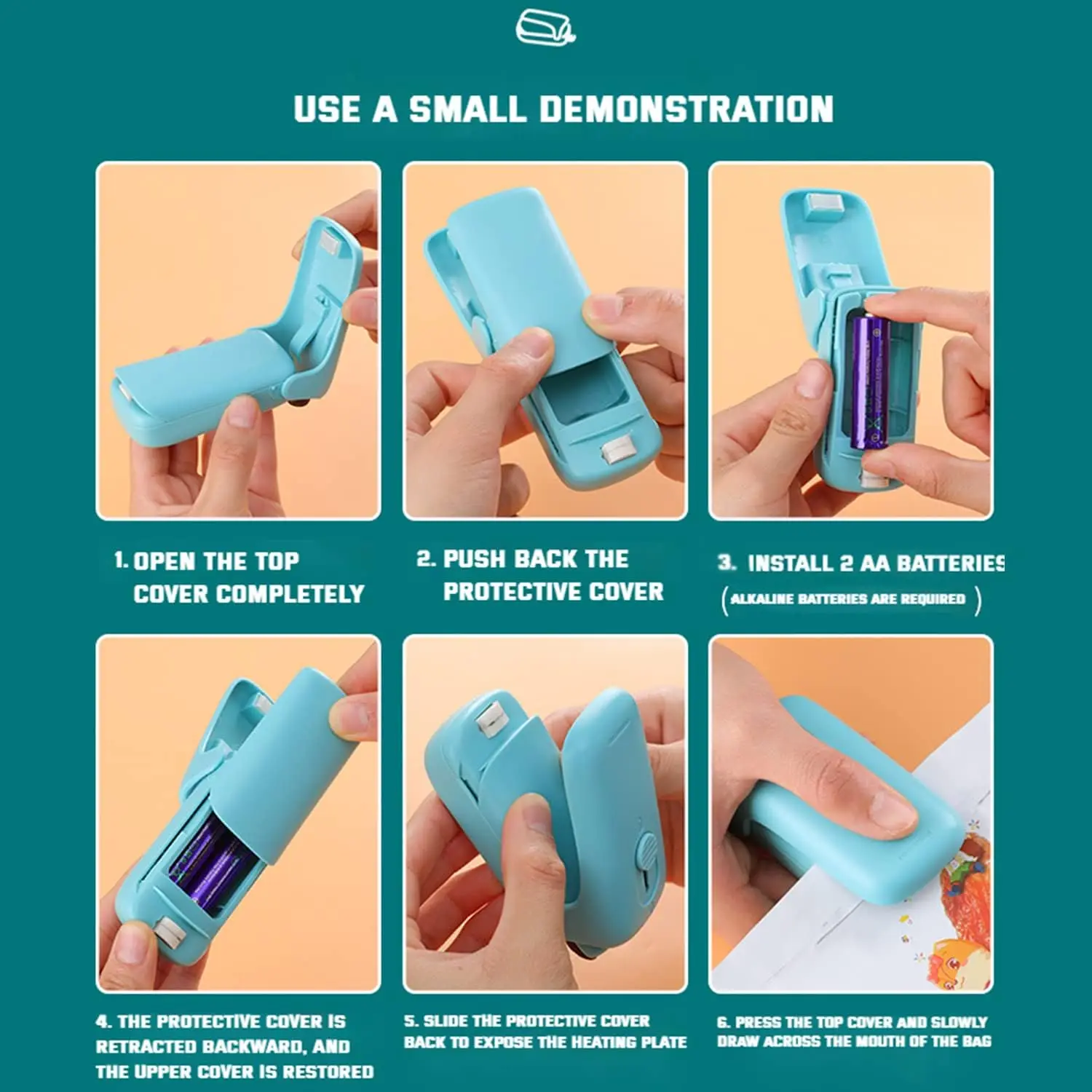 Mini Bag Sealer, Mini bag sealer heat seal,Bag Sealers, Heat Vacuum Sealer, 2 in 1 Heat Sealer and  with Lanyard, Portable Bag R