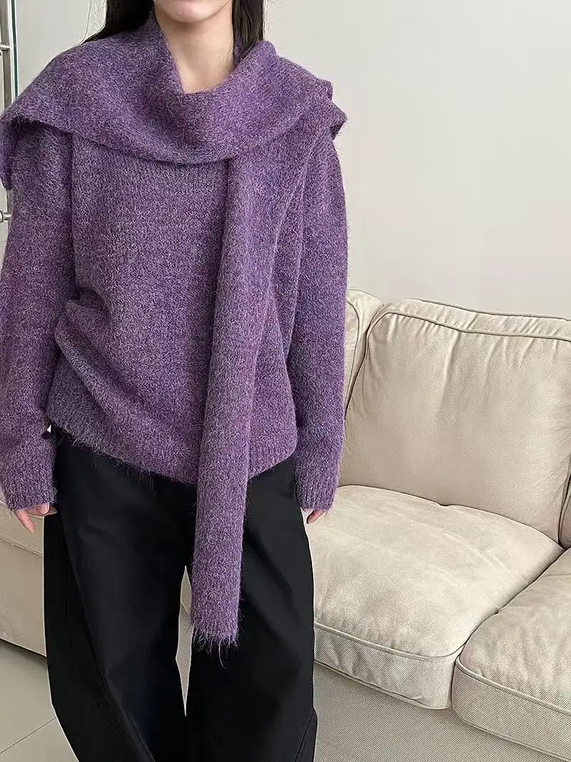 

Комплект из двух предметов LZoo: свитер и брюки, свободный крой, V-образный вырез, вязаный, женский, зимний, модный, повседневный, удобный, из смесового полиэстера