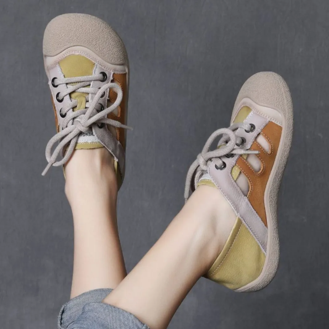 

GKTINOO Женские сандалии из натуральной кожи в стиле ретро с вырезами, летние, новые, универсальные, повседневные, на мягкой подошве, разноцветные, 2026