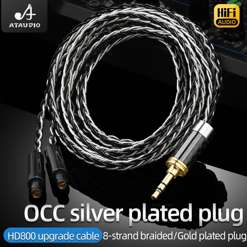 ATAUDIO HiFi Headphone Cable 8-Strand OCC Core Noise-free HD800 Earphone Upgrade Cable for HD800