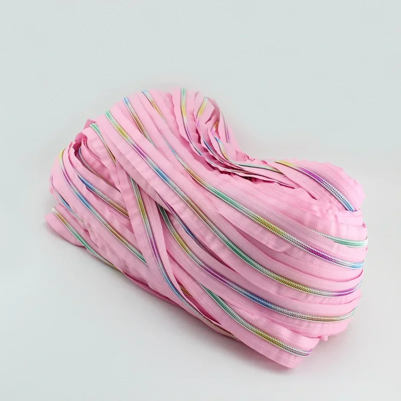 30Yards 5# rainbow nylon teeth zipper,7 kinds colorful No5 plastic zippers for DIY leather bags,clothing pants making