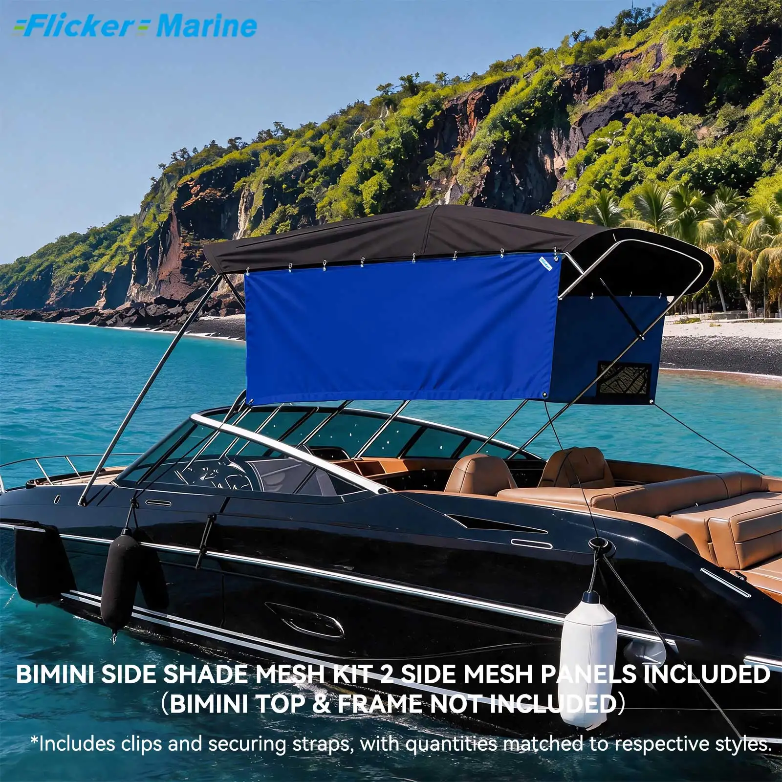 Flicker BIMINI SIDE SHADE MESH KIT 2 SIDE MESH PANELS INCLUDED (BIMINI TOP & FRAME NOT INCLUDED)