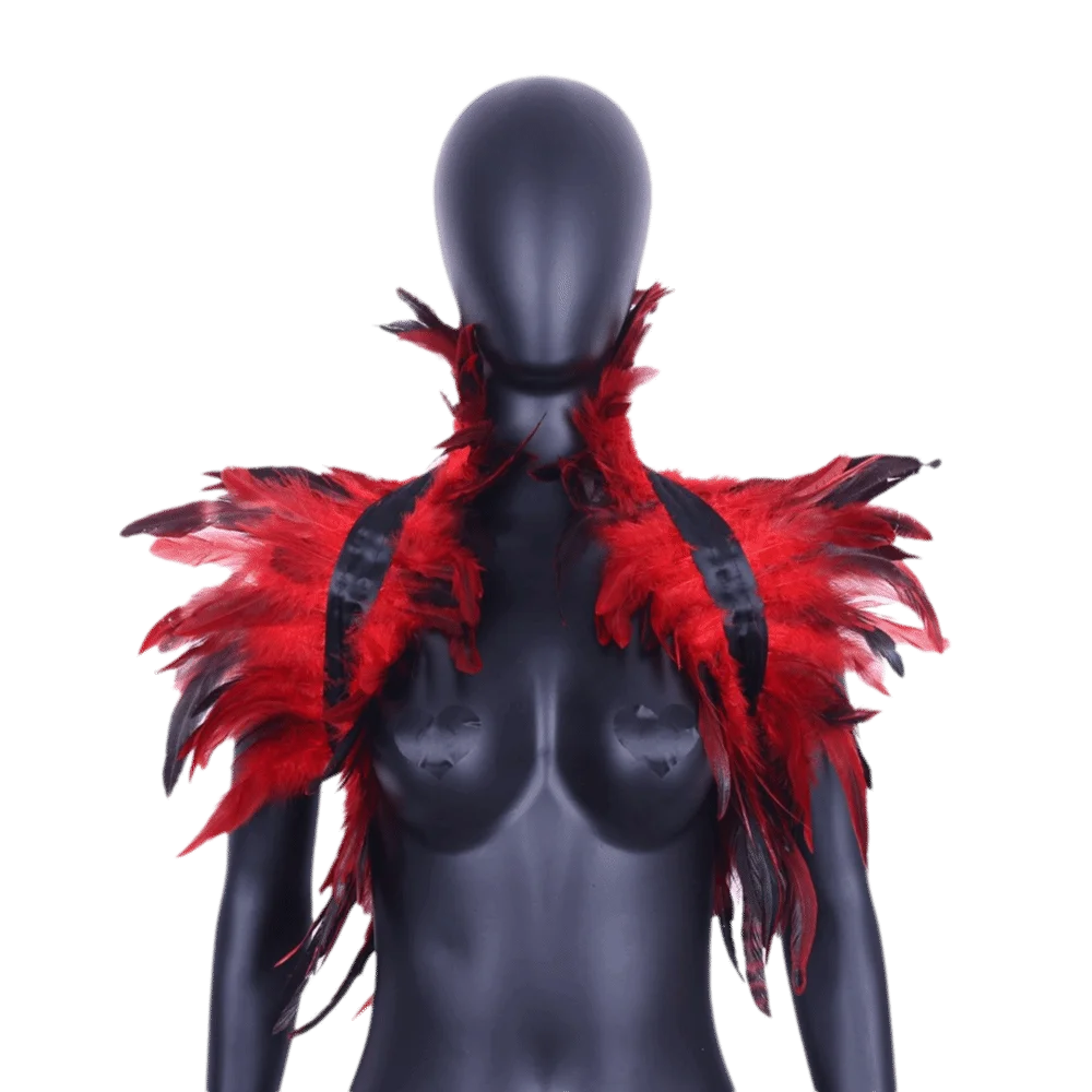 Костюм Роскошная шаль с перьями Хэллоуин Ретро Регулируемая шаль с перьями в стиле панк Готический плечо с искусственным воротником Танцовщица