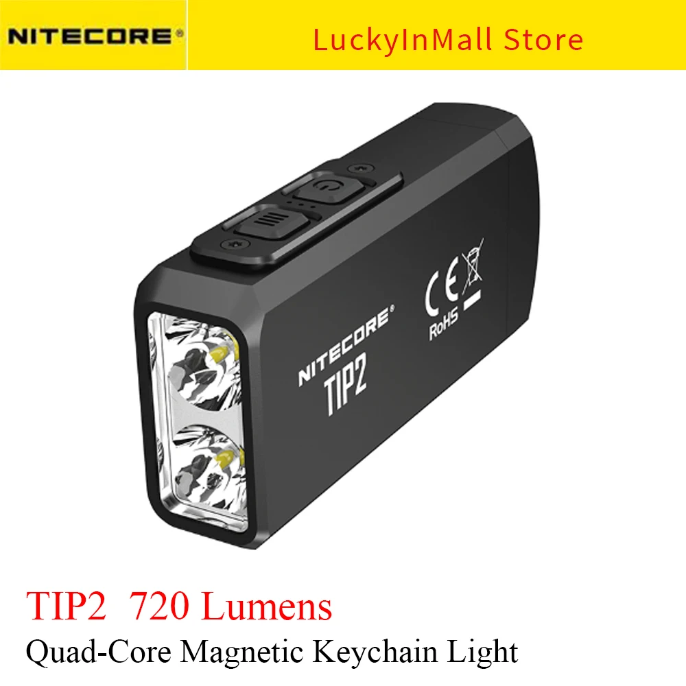 

NITECORE TIP2 Flashlight Keychain Mini Light Dual-Core XP-G3 S3 720 Lumens USB Rechargeable Pocket Torch Built in Battery Hiking