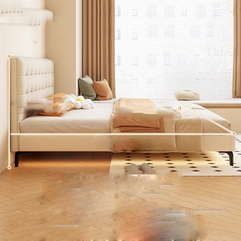 Frame Bedroom Bed Leather Design Storage Space Saving Bed Sleeping Floor Massage Modern Headboards Beliche Unique Furniture