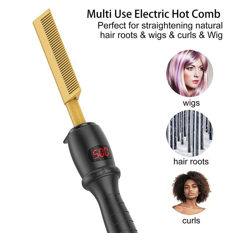Electric straight hair comb 45W fast heating salon styling tool straight hair brush