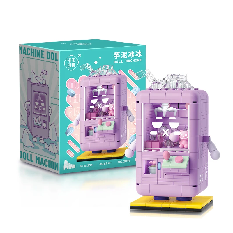WLtoys 2096 Cartoon Strawberry Ice Cream Mini Doll Machine Model Design, Electronic Arcade Building Block Toys,Home décor, Chris