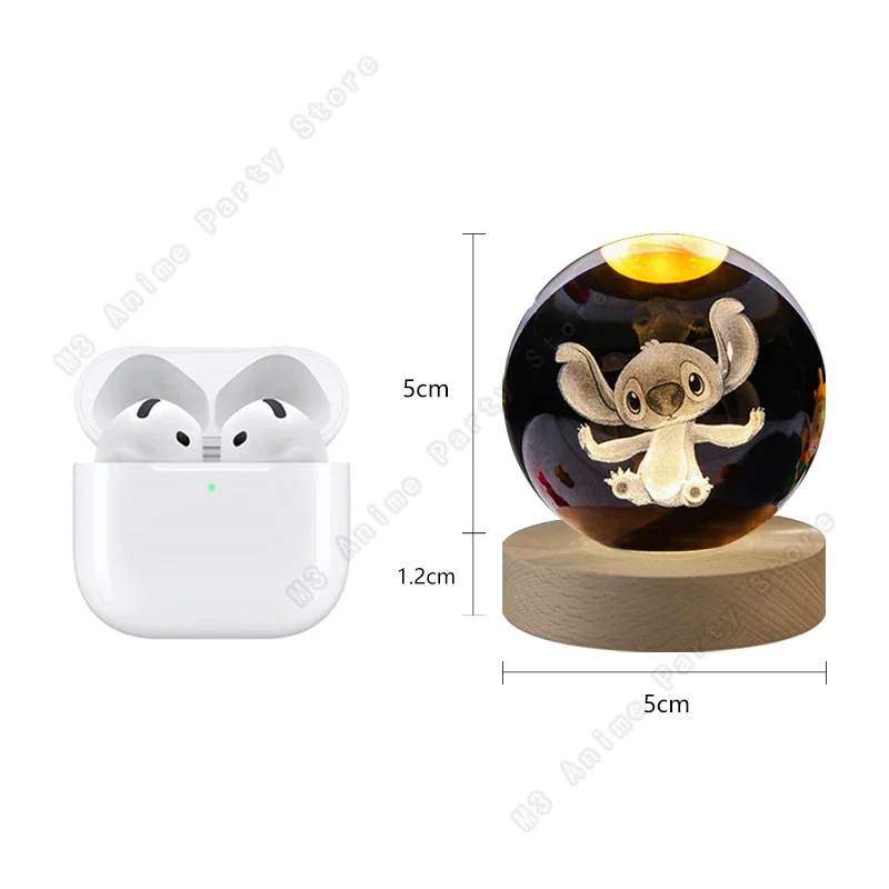 5 ซม.Lilo และ Stitch Disney ที่ไม่ซ้ํากัน 3D คริสตัลบอลโคมไฟ LED Luminous Crystal Ball Glass Night Light เด็กของขวัญวันเกิดของเล่น