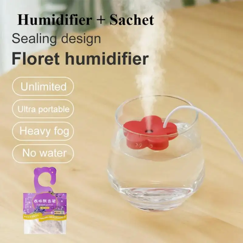 Small Flower Humidifier Portable Desktop Mini Water Replenishing Spray Home Ipx7 Waterproof Atomizer Diffuser + Sachet