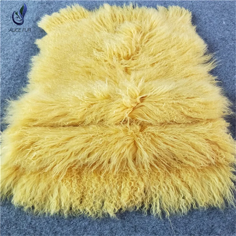 Eco Tanned Curly Long Hair Tibetan Sheep Skin Plate For Blankets Rugs Wigs Dolls