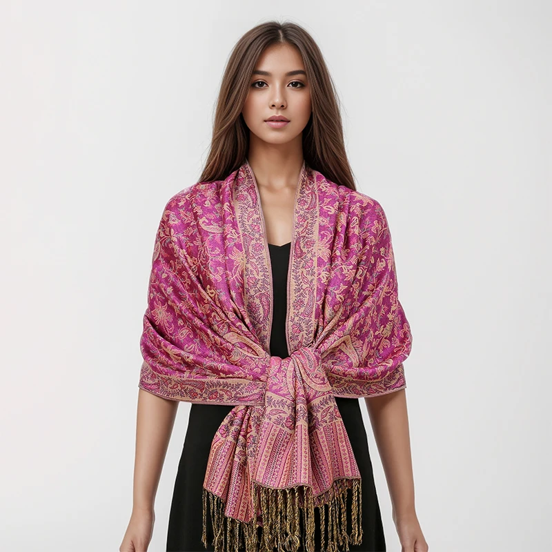 NEW Winter Women Bufanda Jacquard Scarf  Printed coquette fashion Silky Long Shawl Ethnic Fringed Travel Scarves