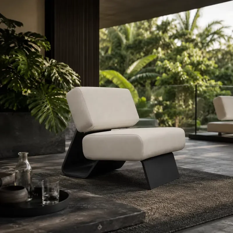 Modern Outdoor All Weather Stainless Steel Single Garden Sofa Quick-dry Waterproof Cushions Rust-Proof Durable Patio