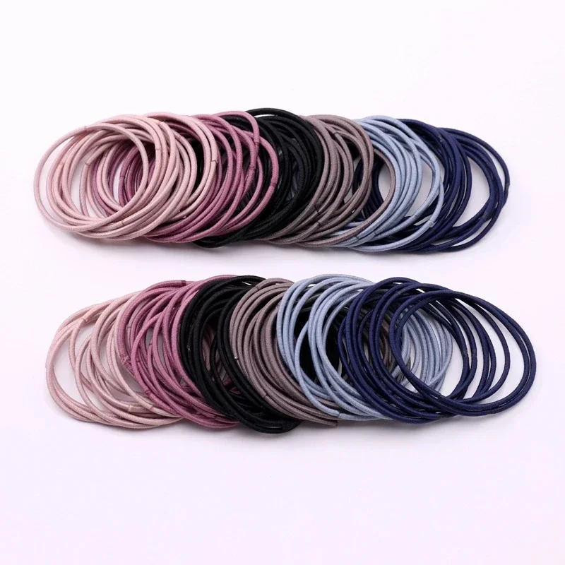 10/30/50/100pcs Women Girls Hair Rubber Bands Hair Tie Ropes Elastic Hairband Ponytail Holders Headbands Scrunchies Black 5mm