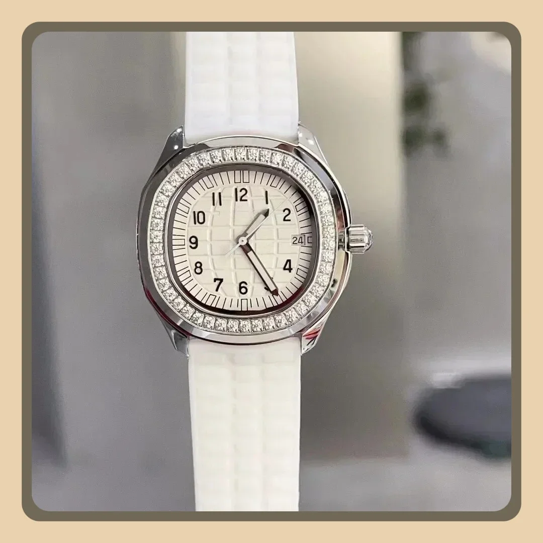 Damen-Quarzuhr, Eiscund, Diamant-Lünette, digitale Ziffern, Digitaluhr, Silikon-Kautschukarmband, Aquanaunt