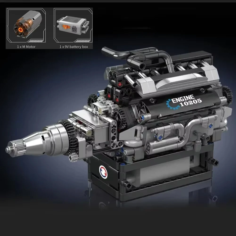 mould-king-10205-rr-luxury-car-v12-engine-model-building-block-733pcs-diy-assembly-brick-kit-for-adults-creative-ornament-gift