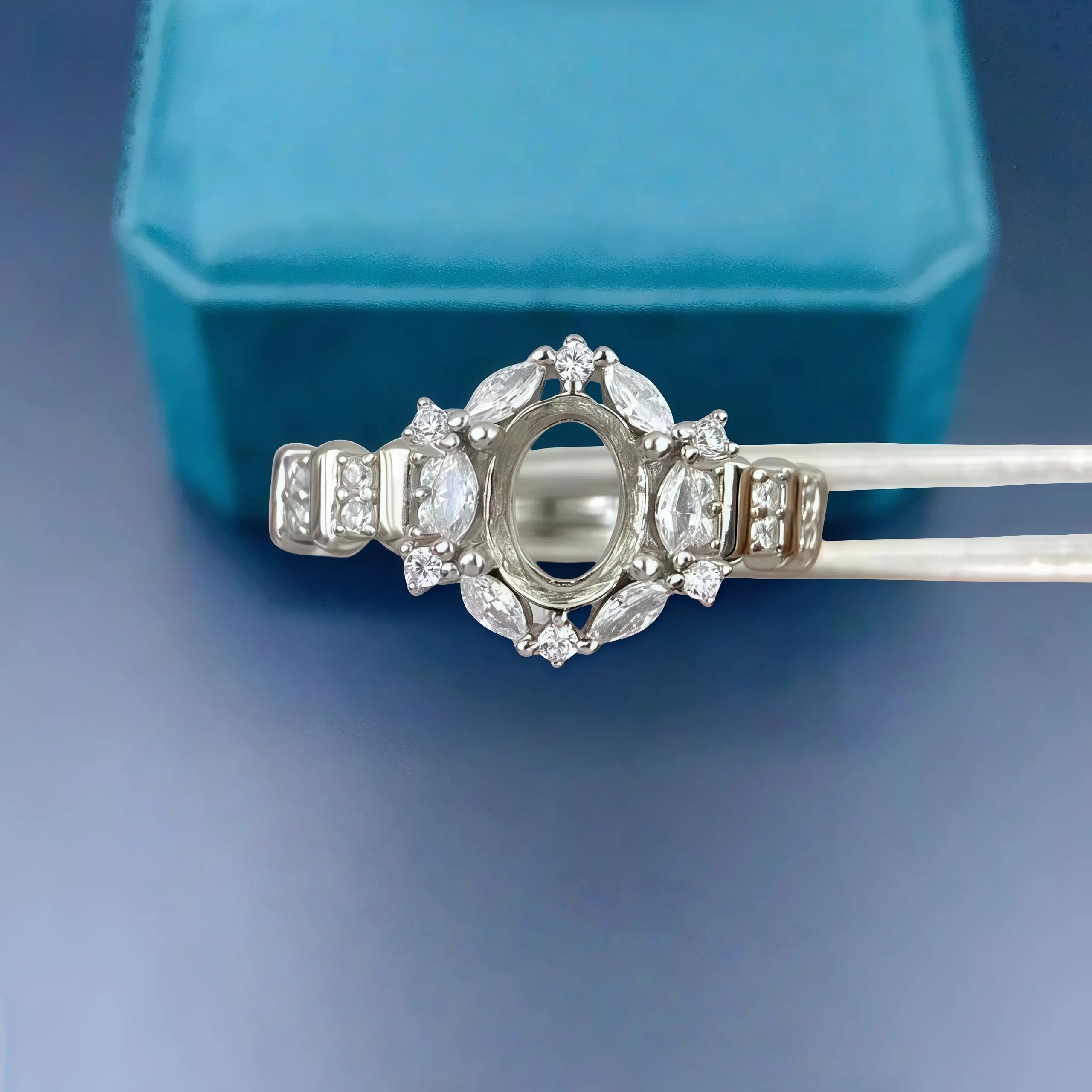 

Fashion DIY Ring Empty Holder S925 Sterling Silver Setting 5*7mm Ellipse Stone Fine Luxury Zircon Weddings Jewelry for Woman