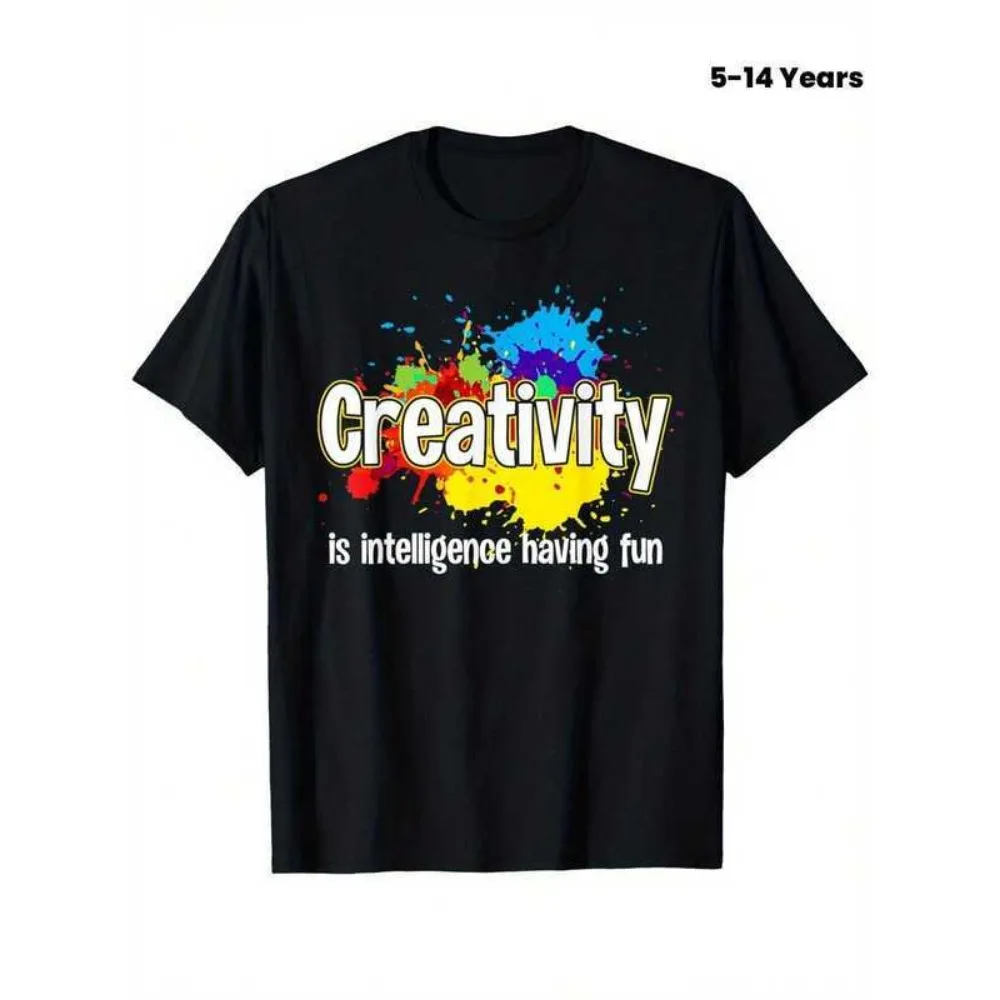 

Kids Creativity Is Intelligence Having Fun Boys Girls Cotton T-Shirt