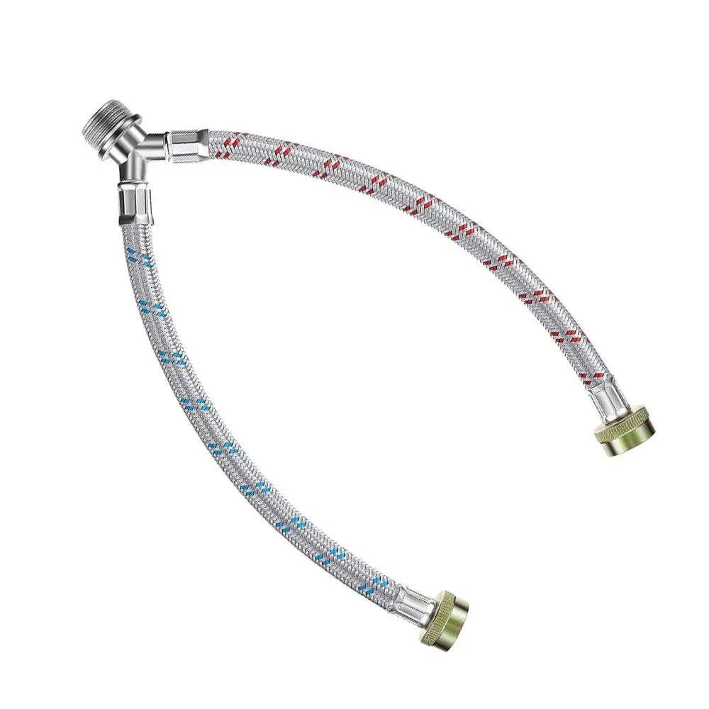 Y Washing Machine Hoses Splitter Y Split Hot and Cold Hose for Water 304 Stainless Steel Washing Machine Y Hose
