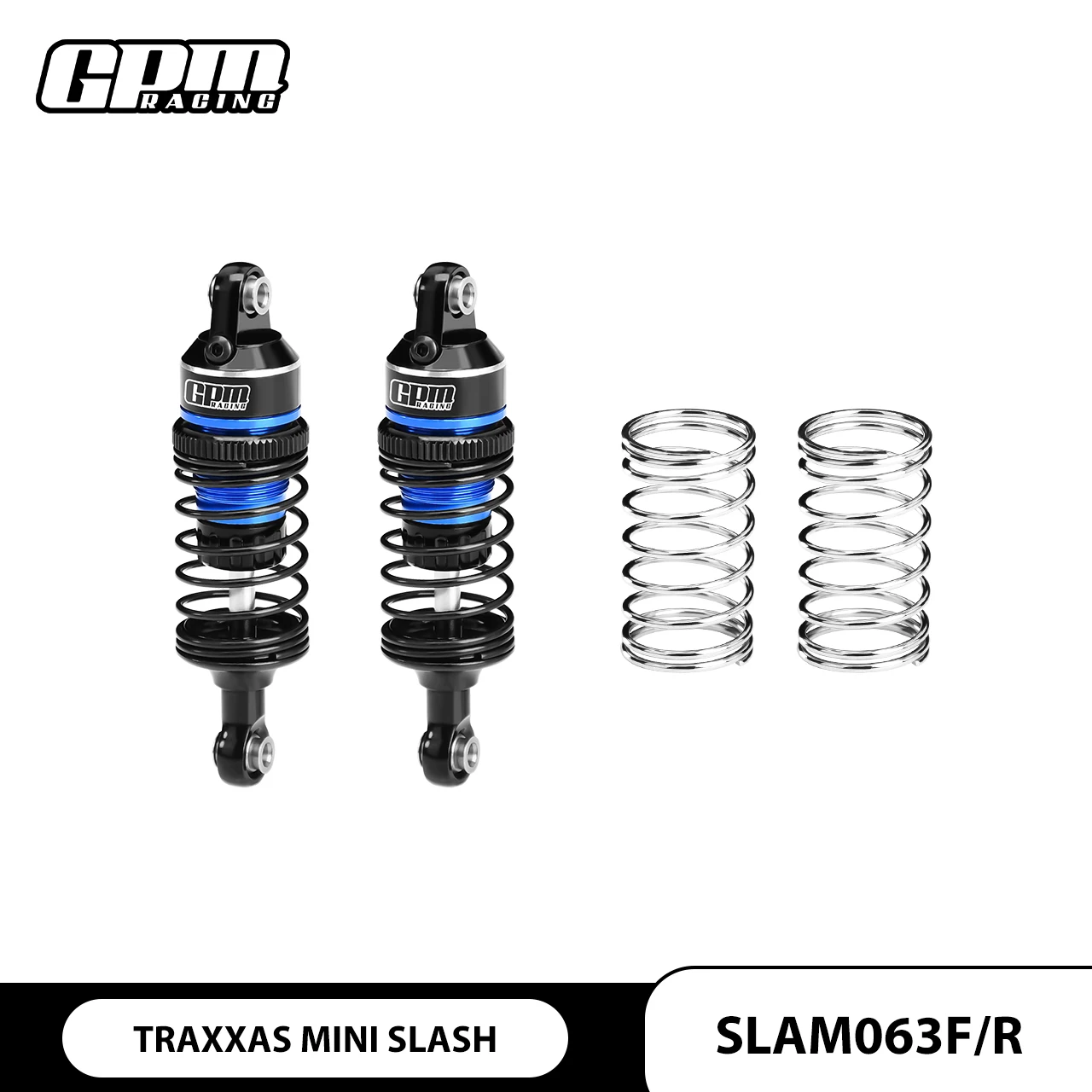 GPM ALLOY FRONT/REAR ADJUSTABLE PROGRESSIVE SPRING SHOCK 63MM TRAXXAS MINI SLASH 4X4-108164-1 6061-T6