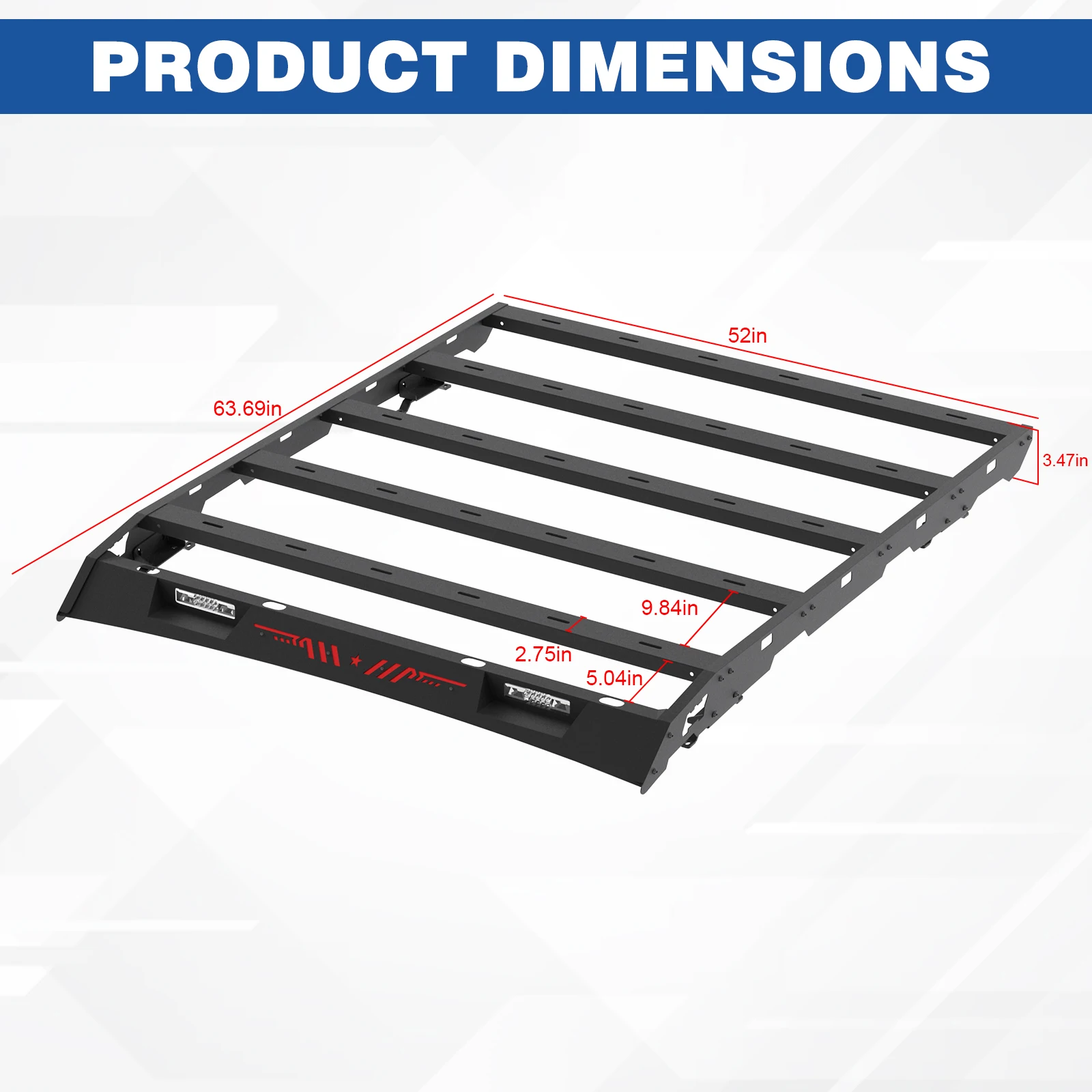 رفوف السقف لسيارة Toyota Tundra CrewMax (طاقم) موديلات الكابينة سلة البضائع/رف الأمتعة إطار قابل للإزالة مع أضواء LED #2
