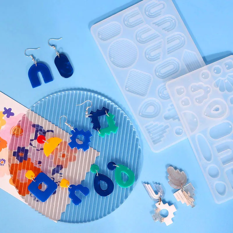 DIY Kristall-Epoxidharz Unregelmäßige Ohrringe Anhänger Silikonform Geometrie Halskette Anhänger Schmuckherstellung Schlüsselanhänger Bastelset – Detail 15