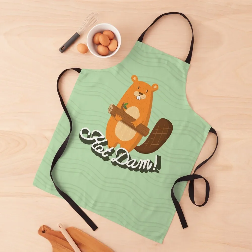 

Hot Dam Beaver Apron Cute Kitchen christmas kitchen New year's custom women's kitchen Apron