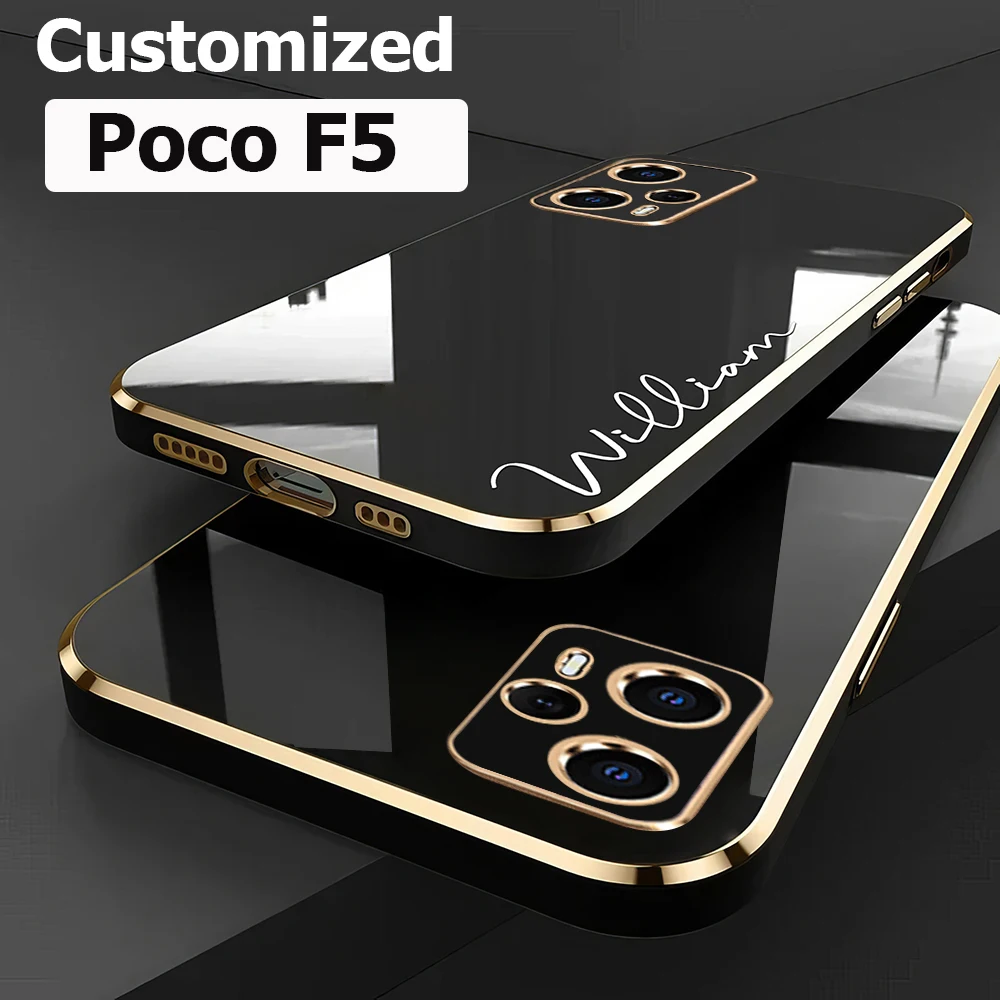 Чехол для Xiaomi Poco F5 5G с персонализированным именем DIY Luxury 6D покрытие из мягкого силикона с полным покрытием poкоф5 Poco F5 5G